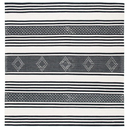 Safavieh 5 x 5 ft. Striped Kilim 511Z Hand Woven Square Area Rug Black & Ivory STK511Z-5SQ